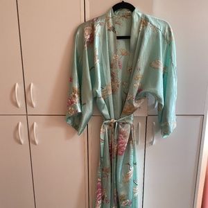 Silky Mint Green Kimono Robe